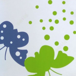 Beautiful green blue white color flying butterfly geometric small cicrles natural elegant look roller blind